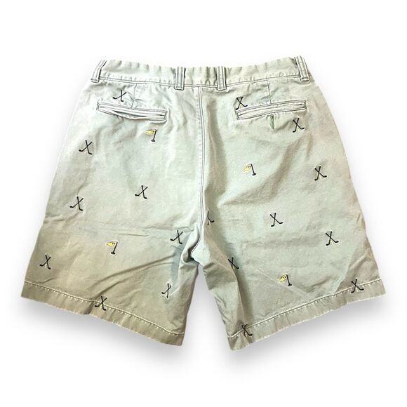 J. Crew Mens Chino Shorts Mid-Rise Golf Embroidered Flat Front Green Size 36 - Picture 6 of 10